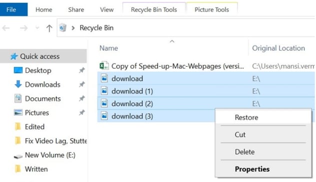 Restaurar desde Windows Recycle Bin