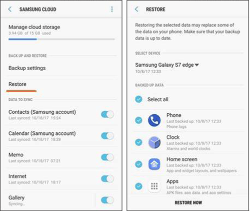 Restaurar datos eliminados de Samsung de Samsung Cloud