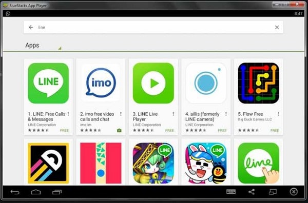 Línea de búsqueda en BlueStacks