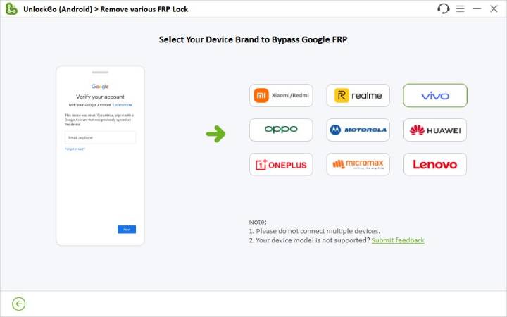 Seleccionar la marca de dispositivos Vivo