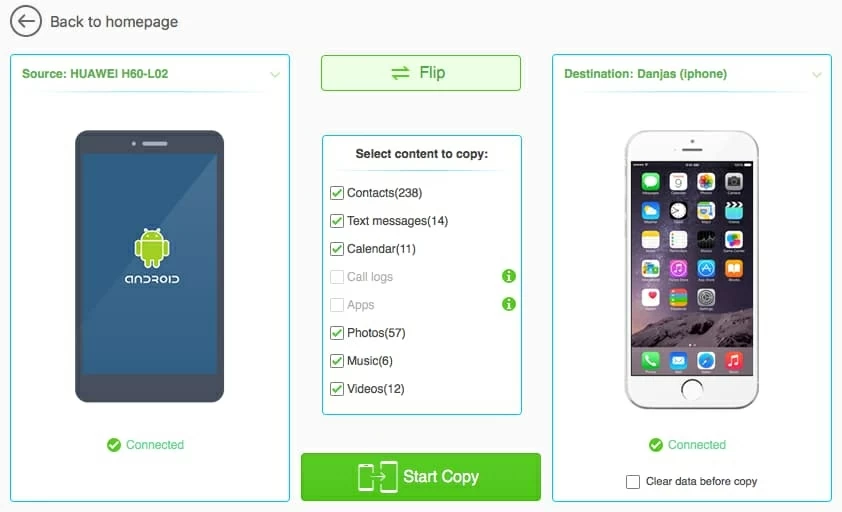 migra contenido al iPhone desde Android
