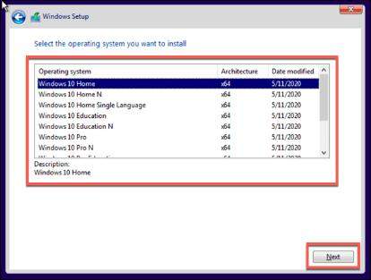 Seleccione la versión del sistema de Windows
