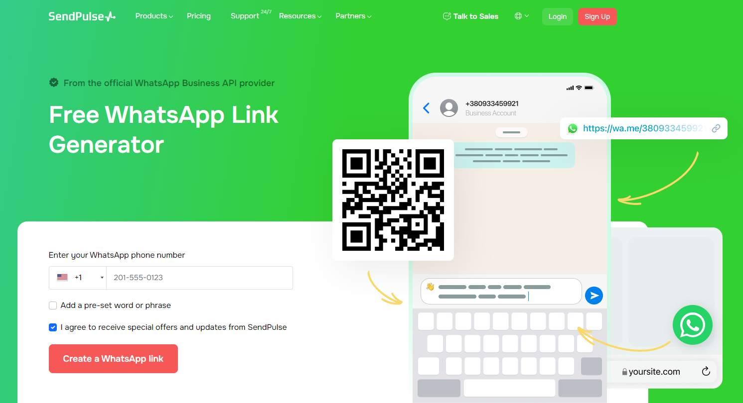 SendPulse WhatsApp Link Generator