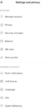 Cambiar la ubicación en el video de Tiktok cambiando la configuración del idioma
