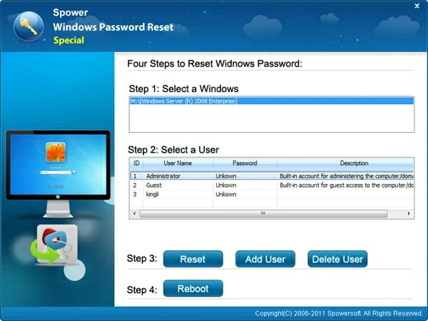 Restablecer la contraseña de Windows Server 2008 R2