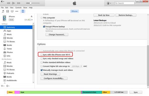 Sincronizar iPhone con iTunes de forma inalámbrica