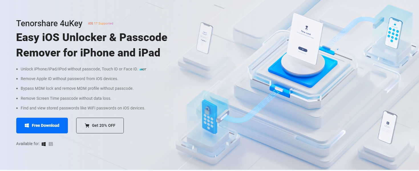 Desbloqueador de contraseña de iPhone como TenorShare 4ukey