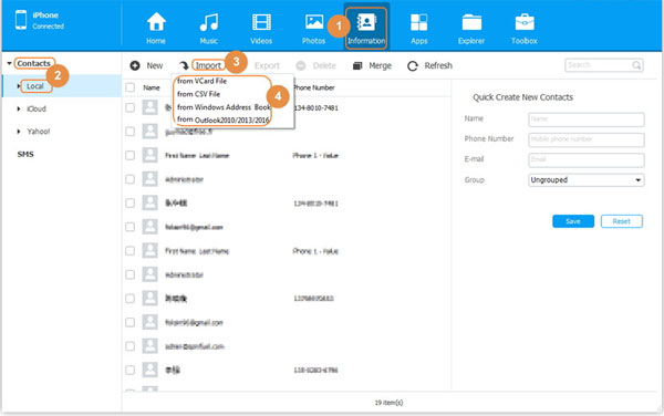Importar contactos de PC a iPhone