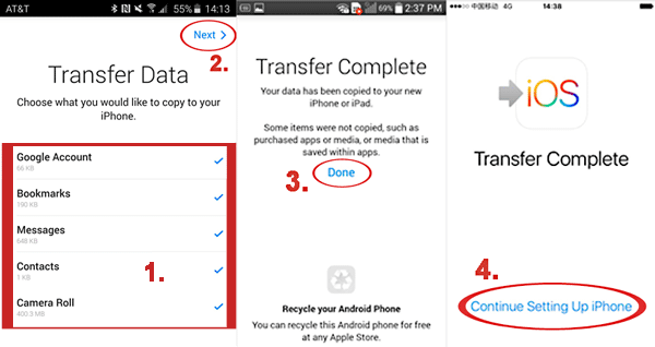 Mueva datos de Android a iPhone 13 mudando a iOS