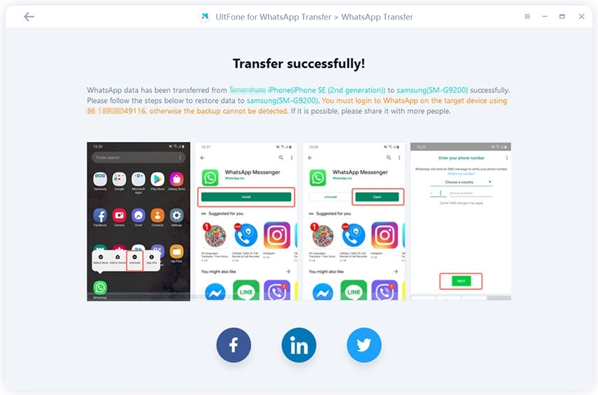 Transferencia completa de los datos de WhatsApp a Android
