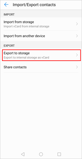 Exportar contactos de Android al almacenamiento