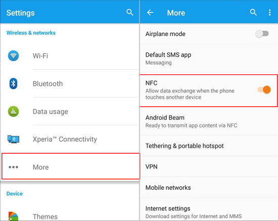 Transfiera archivos de Android a Android con NFC