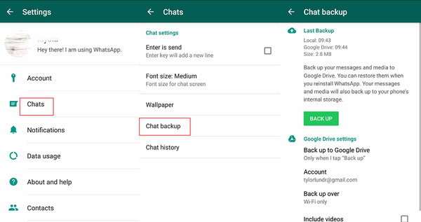 Inspeccione la cuenta de Google para arreglar WhatsApp buscando copias de seguridad