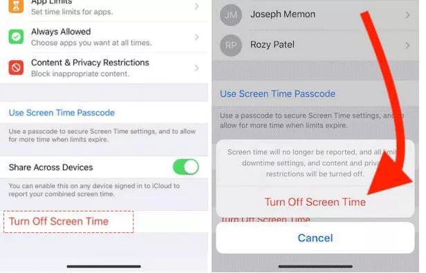 Apagar el tiempo de la pantalla iOS 17