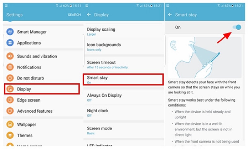 Apague Smart Stay en Samsung