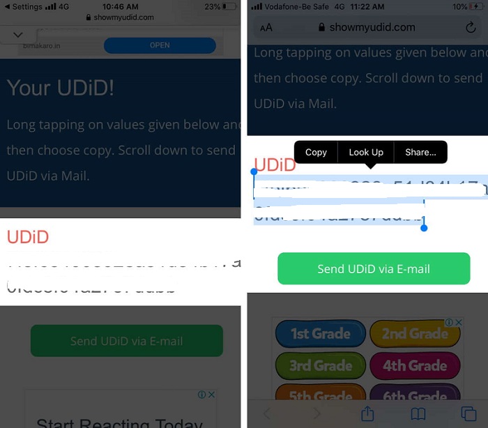 Obtenga Udid en Safari