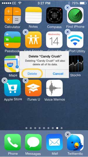 Eliminar aplicaciones para arreglar iPhone congelado