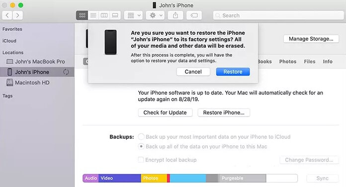 Limpie un iPhone bloqueado sin contraseña con iTunes