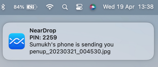 Acepte los archivos en Mac de Android