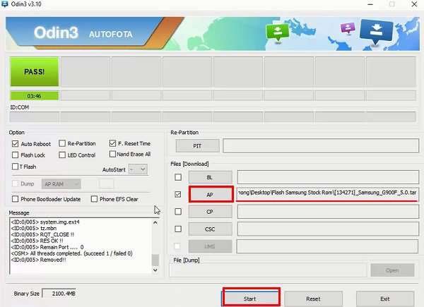 Herramientas de flashing de Android como Odin Flashing Tool