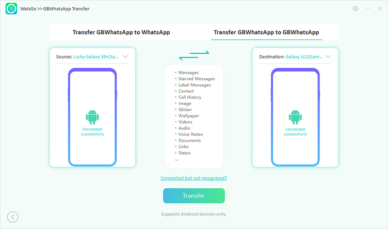 Transferencia de Watsgo Gbwhatsapp - Dispositivos de conexión