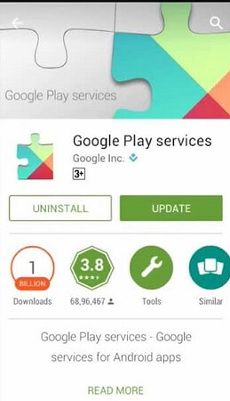 Actualizar los servicios de Google Play para arreglar WhatsApp no ​​volverá a hacer una copia de seguridad de