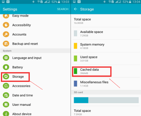 borrar datos de caché de Android